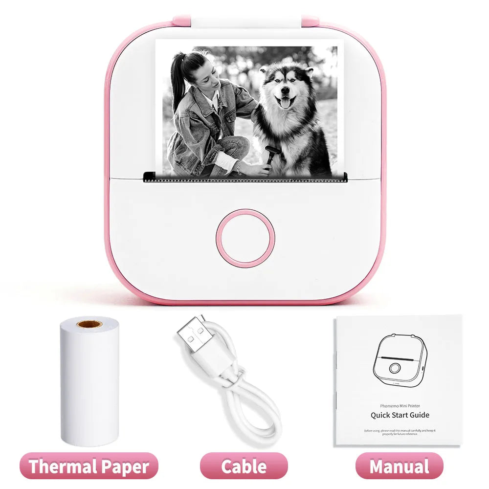 Phomemo-Portable Mini Thermal Printer, T02 Pocket Label Printer, DIY Self-adhesive Sticker Label Machine, Various Paper