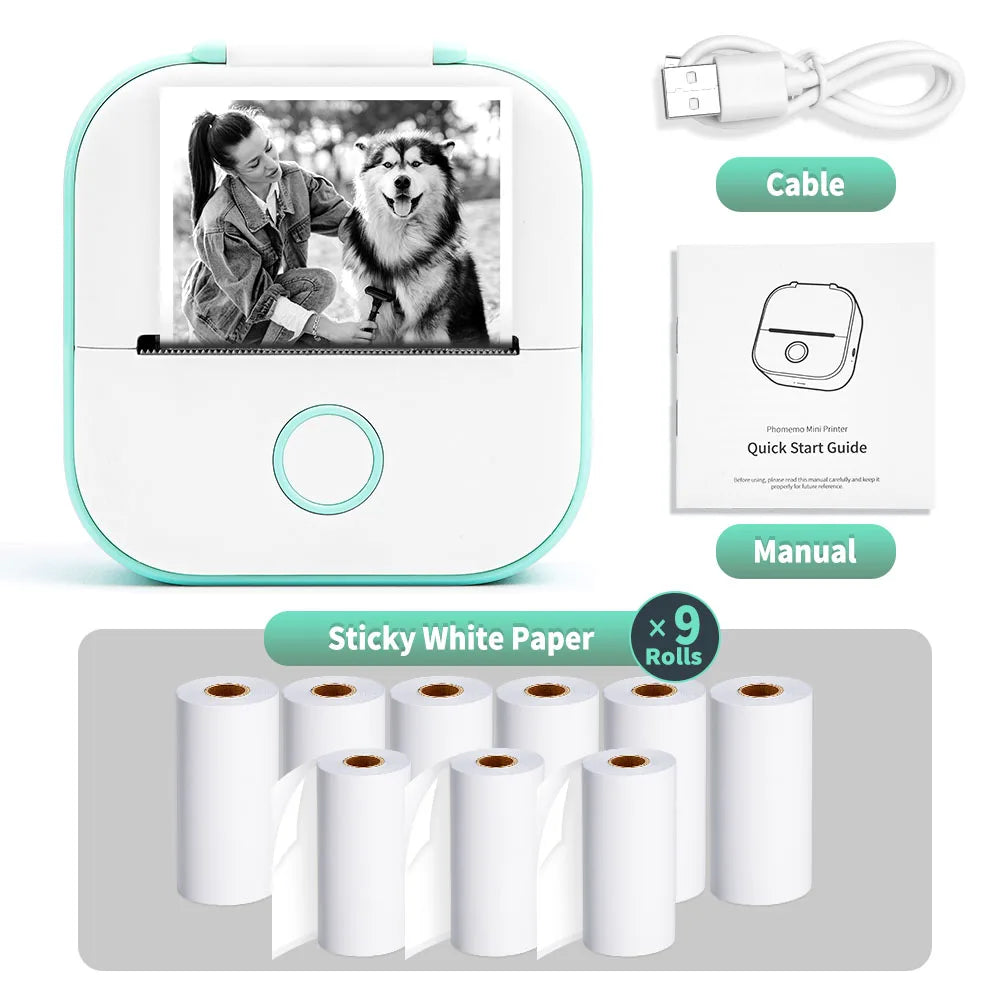 Phomemo-Portable Mini Thermal Printer, T02 Pocket Label Printer, DIY Self-adhesive Sticker Label Machine, Various Paper