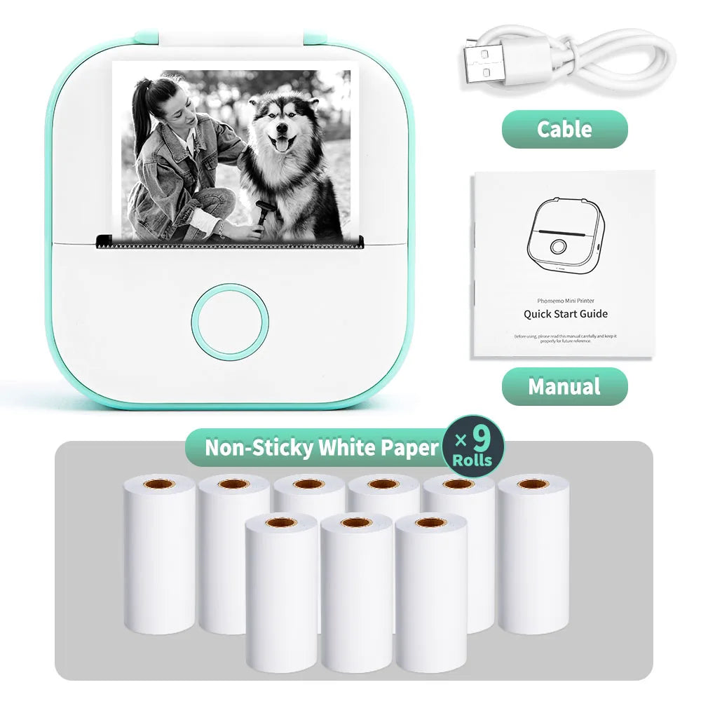 Phomemo-Portable Mini Thermal Printer, T02 Pocket Label Printer, DIY Self-adhesive Sticker Label Machine, Various Paper