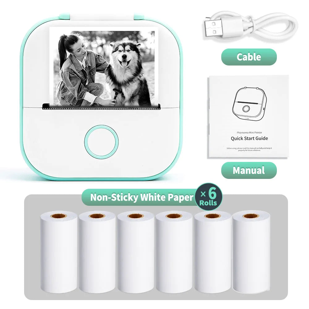 Phomemo-Portable Mini Thermal Printer, T02 Pocket Label Printer, DIY Self-adhesive Sticker Label Machine, Various Paper