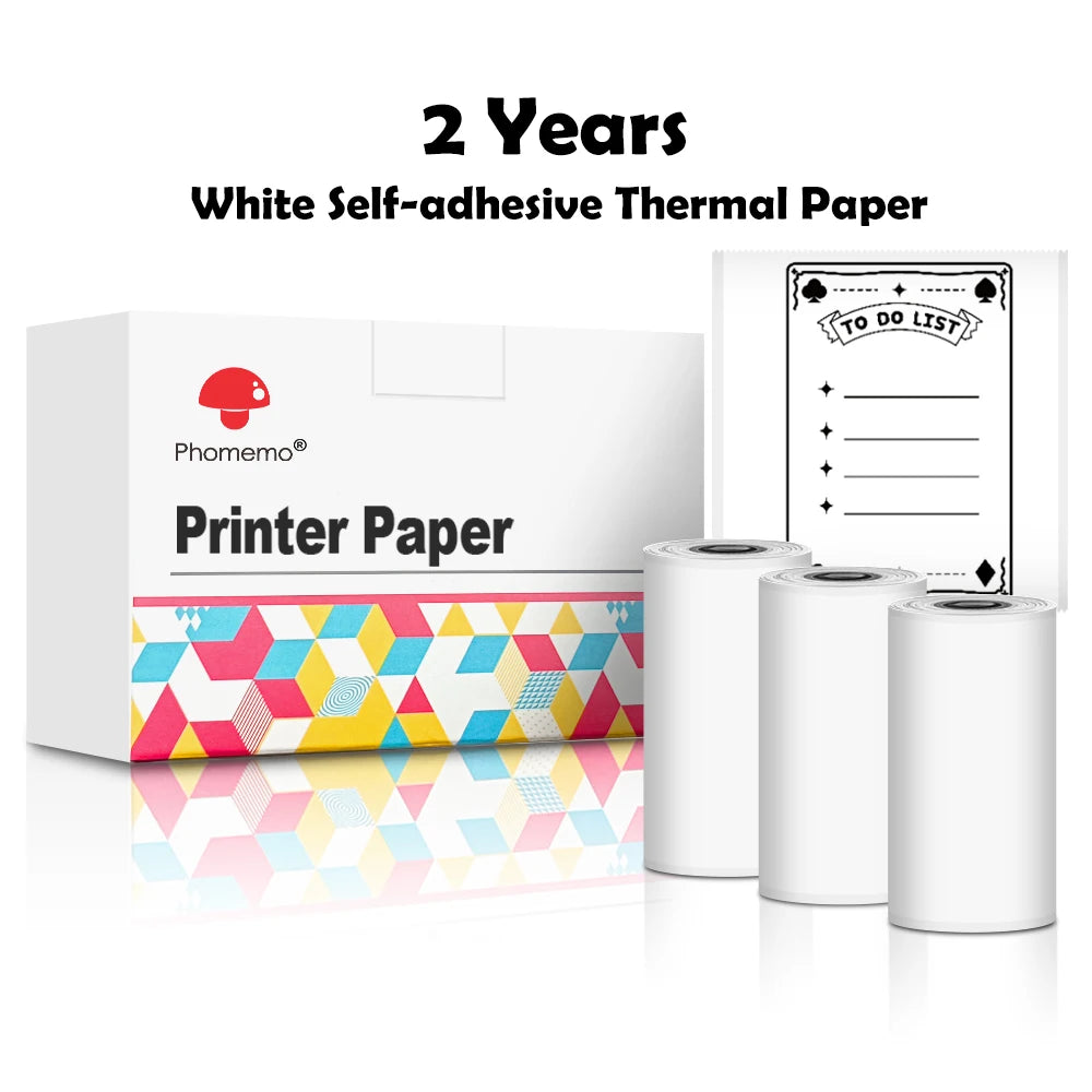 Phomemo-Portable Mini Thermal Printer, T02 Pocket Label Printer, DIY Self-adhesive Sticker Label Machine, Various Paper