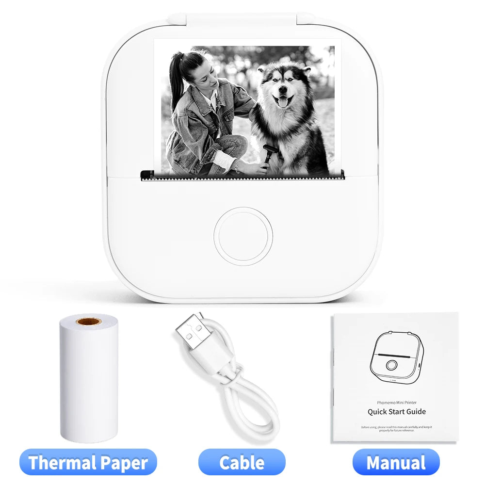 Phomemo-Portable Mini Thermal Printer, T02 Pocket Label Printer, DIY Self-adhesive Sticker Label Machine, Various Paper
