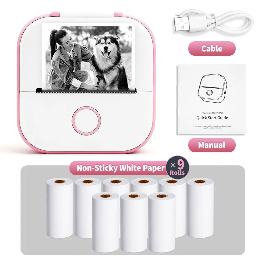 Phomemo-Portable Mini Thermal Printer, T02 Pocket Label Printer, DIY Self-adhesive Sticker Label Machine, Various Paper