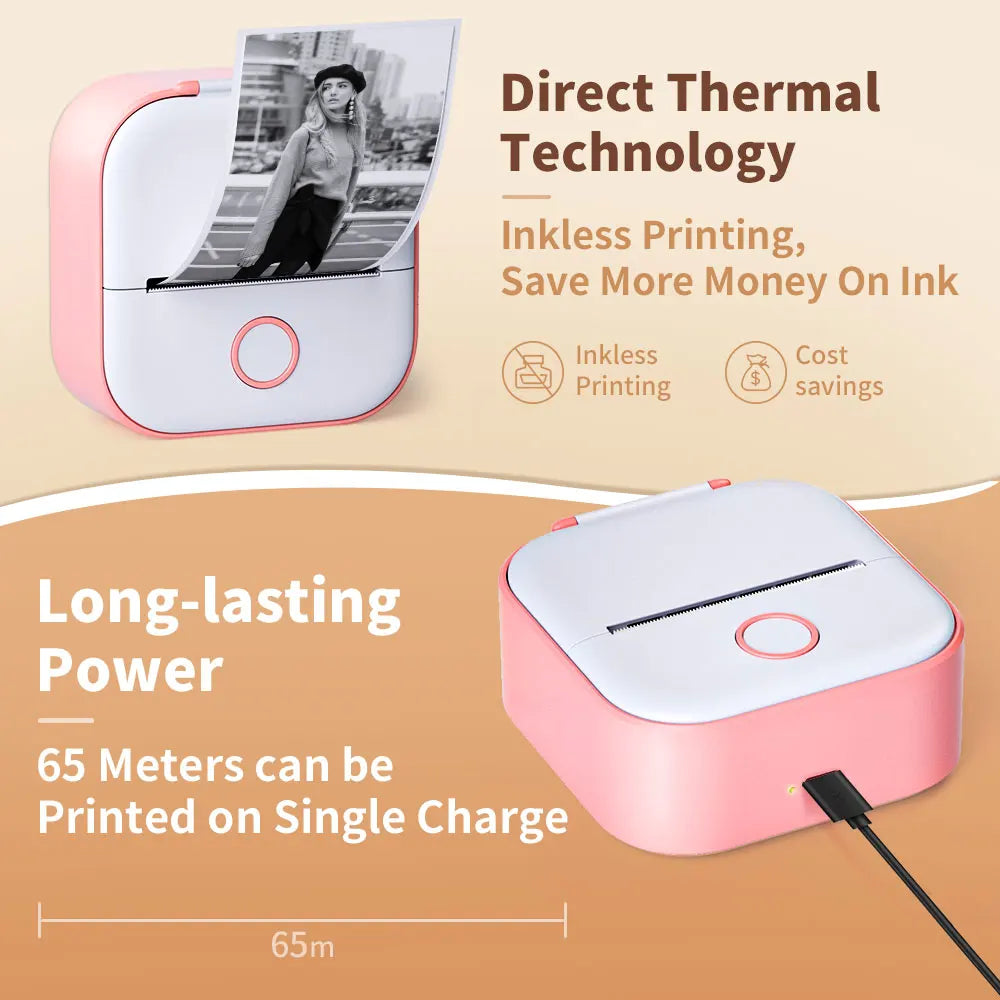 Phomemo-Portable Mini Thermal Printer, T02 Pocket Label Printer, DIY Self-adhesive Sticker Label Machine, Various Paper