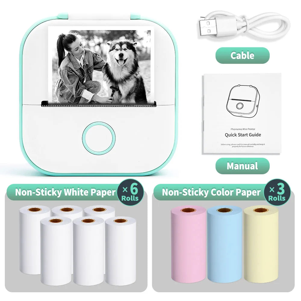 Phomemo-Portable Mini Thermal Printer, T02 Pocket Label Printer, DIY Self-adhesive Sticker Label Machine, Various Paper