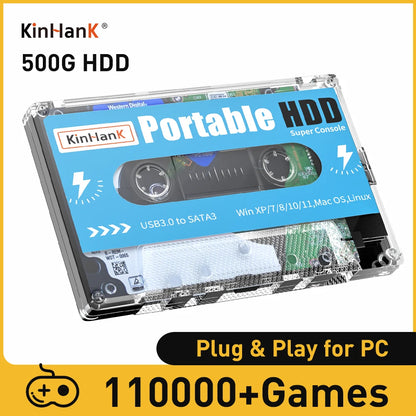 KINHANK Super Console 500G Gaming HDD 100000 Video Games 70 Emulators For DC/MAME/SS/NAOMI/PS2/PS1 Plug and Play Batocera OS