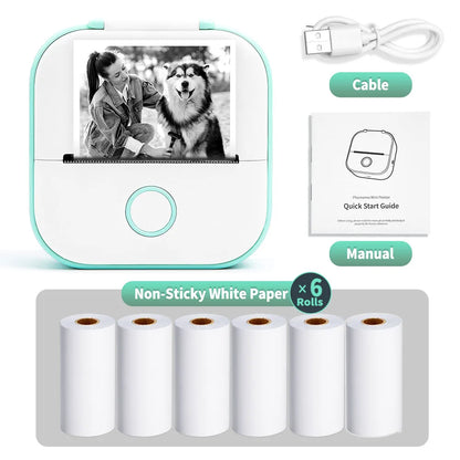 Phomemo-Portable Mini Thermal Printer, T02 Pocket Label Printer, DIY Self-adhesive Sticker Label Machine, Various Paper