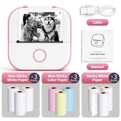 Phomemo-Portable Mini Thermal Printer, T02 Pocket Label Printer, DIY Self-adhesive Sticker Label Machine, Various Paper