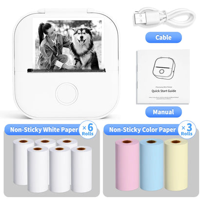 Phomemo-Portable Mini Thermal Printer, T02 Pocket Label Printer, DIY Self-adhesive Sticker Label Machine, Various Paper